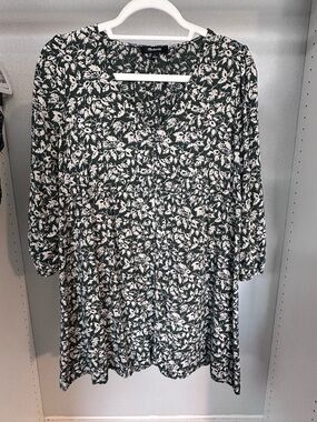Madewell Green and White Floral Mini Dress